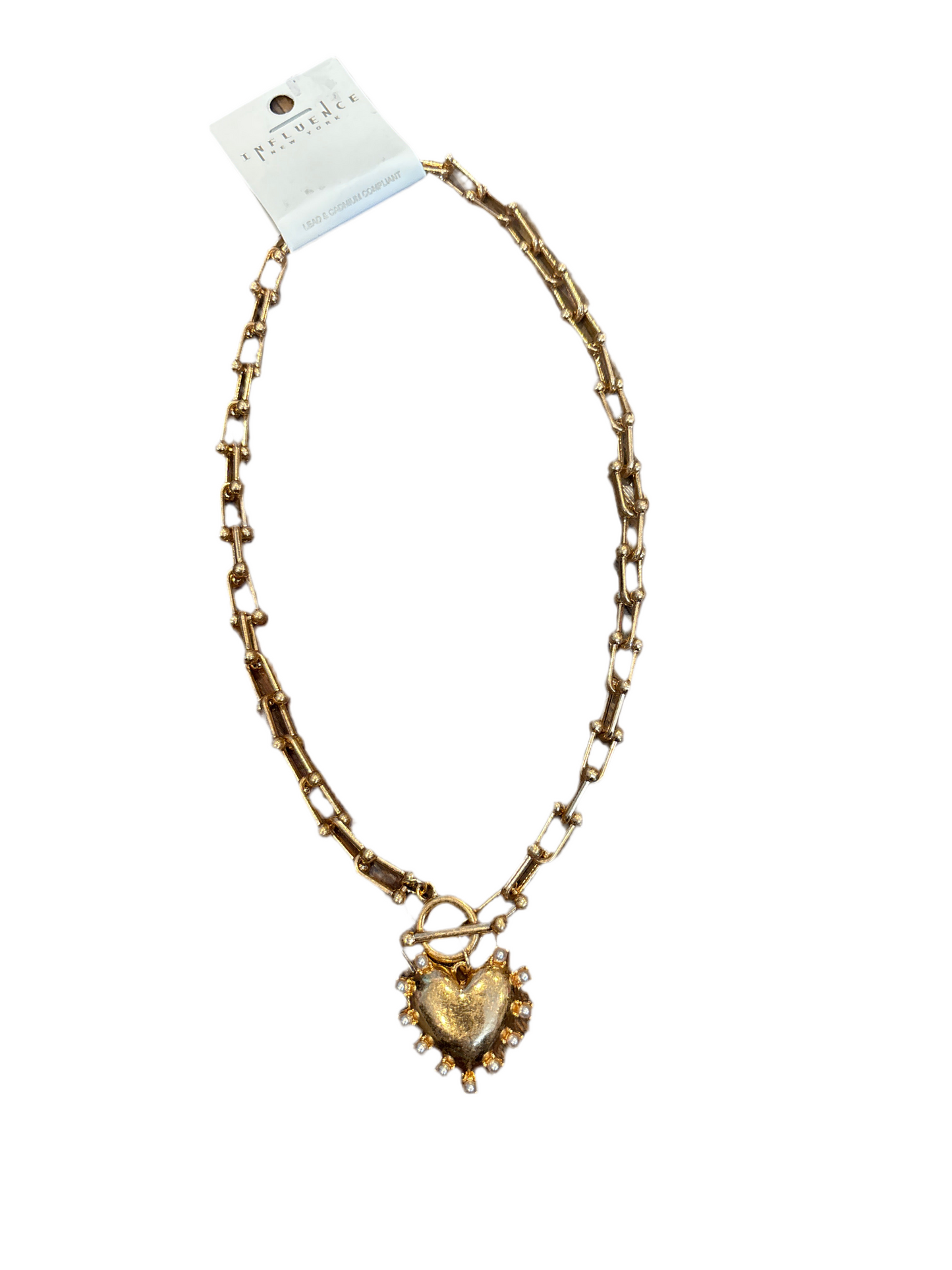Gold Heart Pearl Necklace