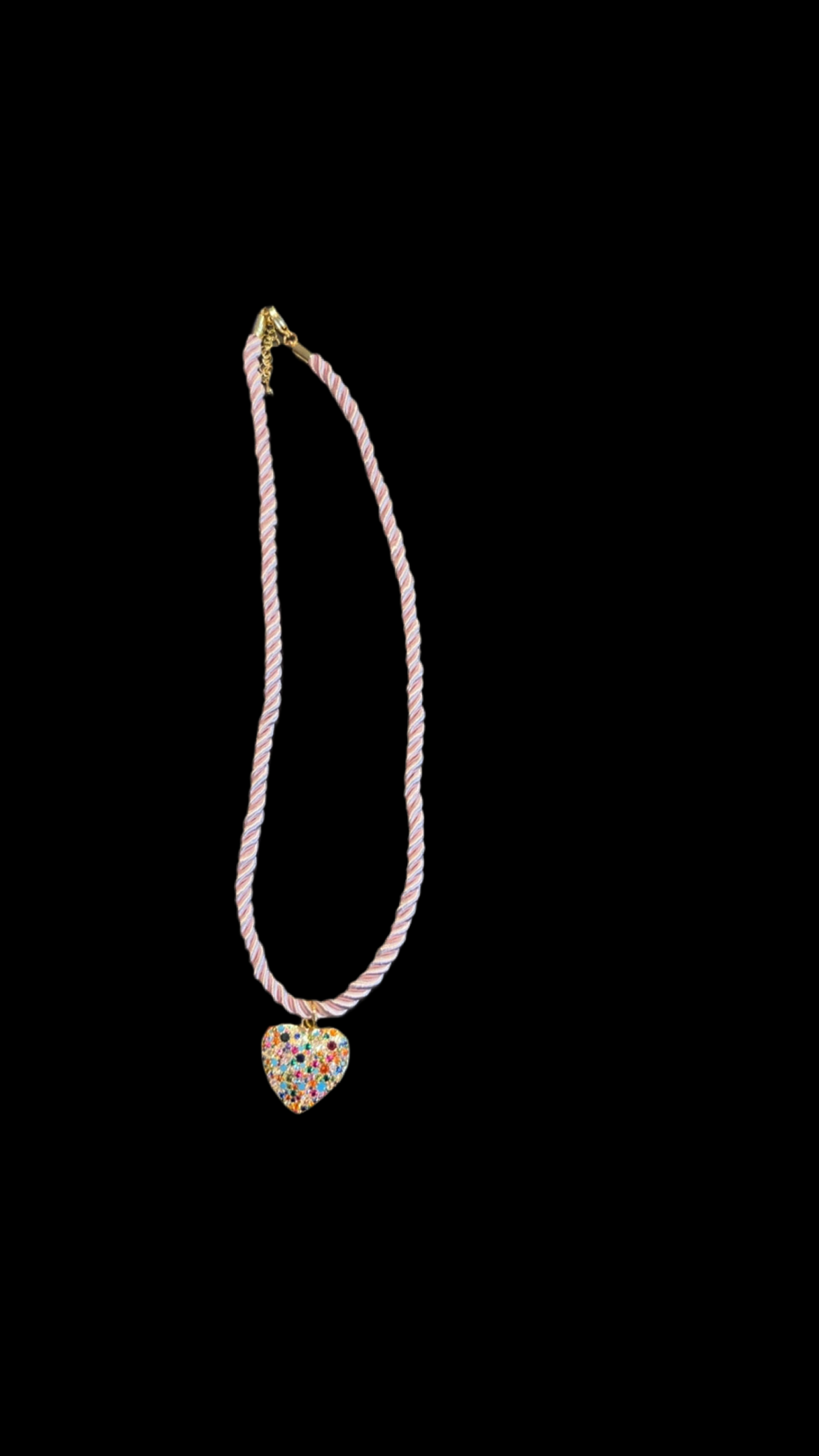 Light Pink Colorful Heart Rope Necklace