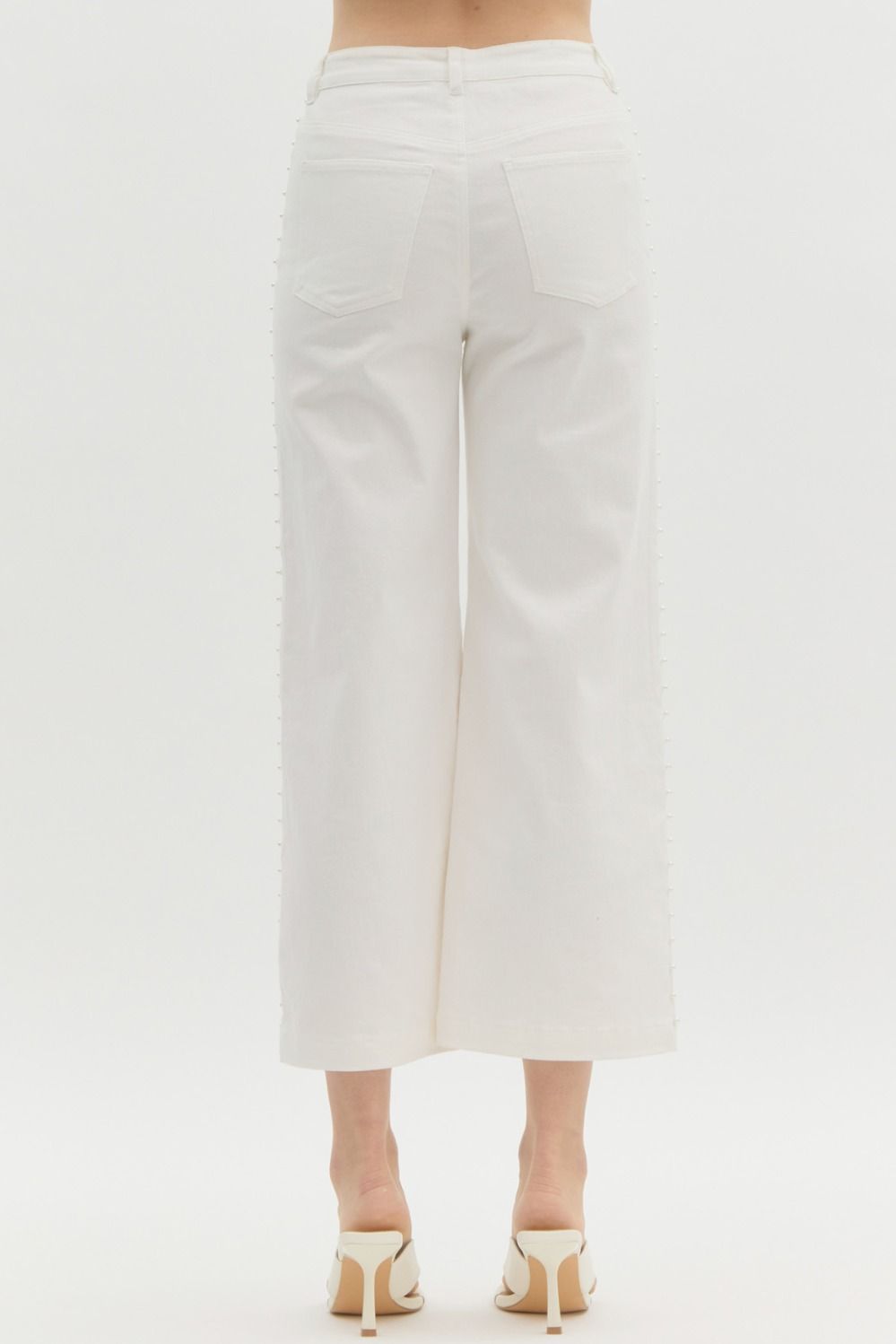 White Pearl Wide Leg Jeans