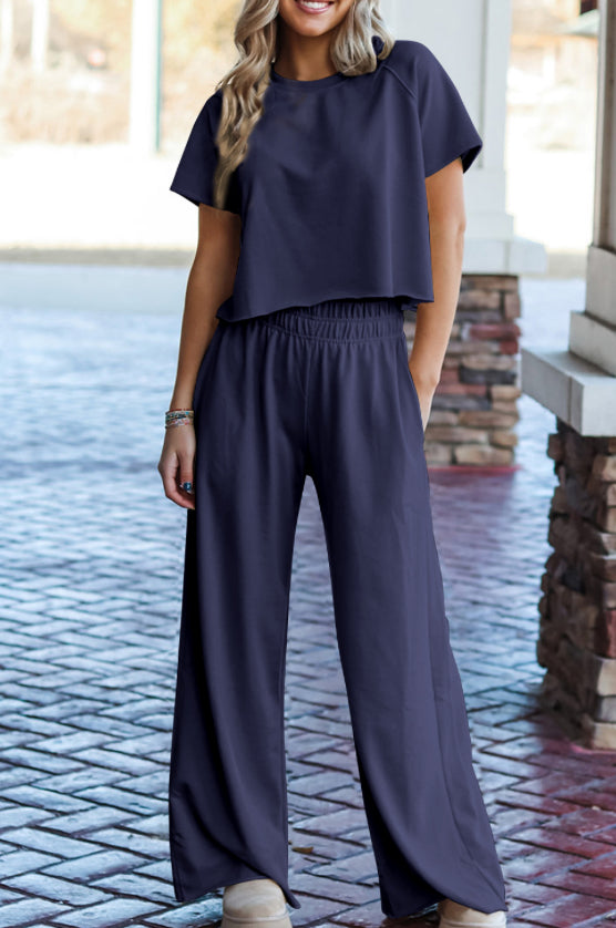 Navy Blue Tee and Pants Set