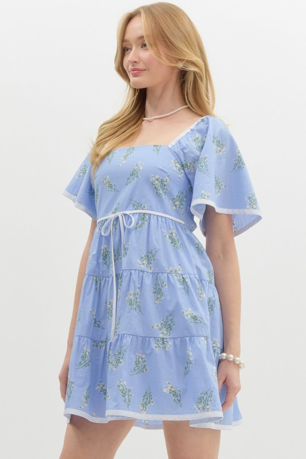 Periwinkle Cotton Floral Mini Dress
