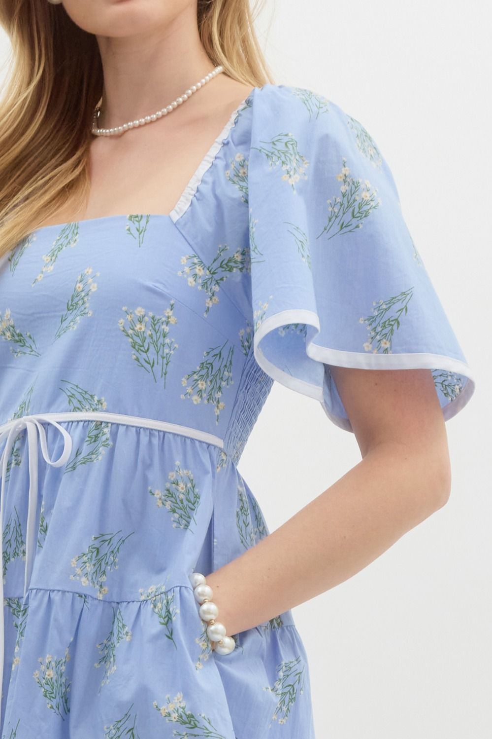 Periwinkle Cotton Floral Mini Dress