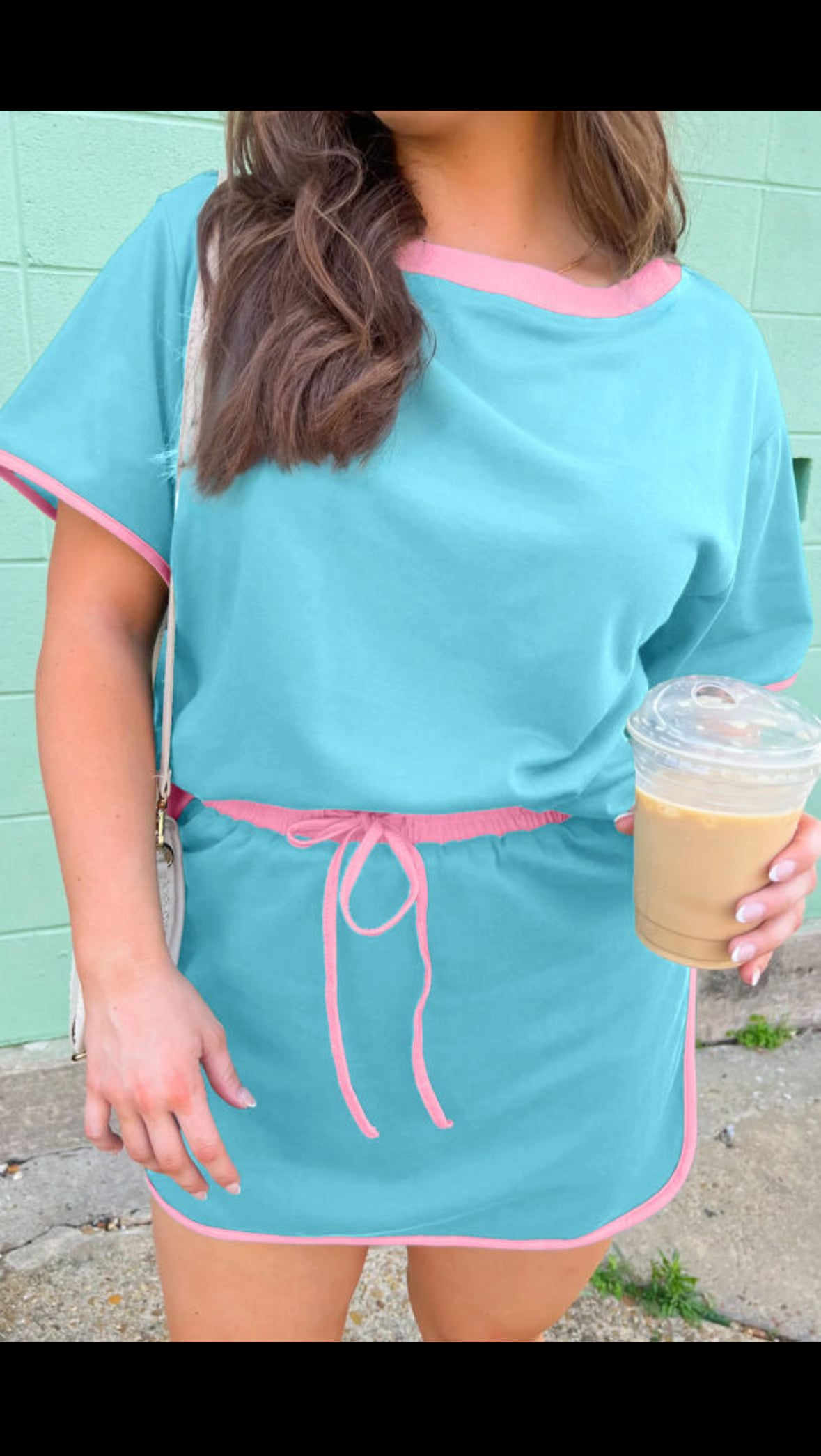Plus Size Contrast Trim Two Piece Set