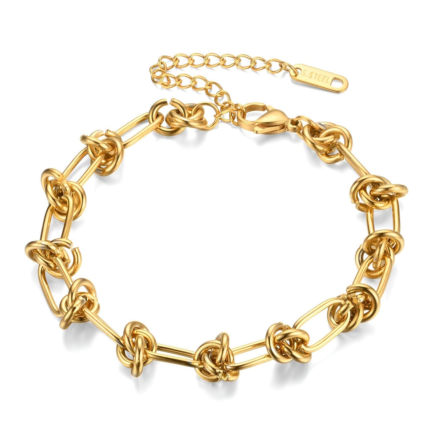 Linked Chain Bracelet 18K Gold Plated Steel