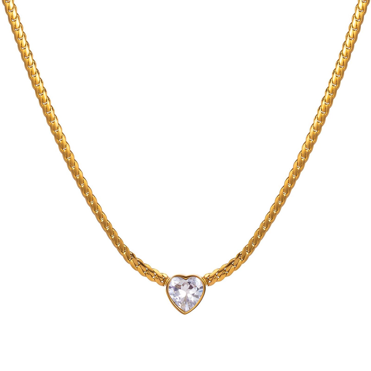 The Taylor Heart Necklace 18K Gold Steel Platted