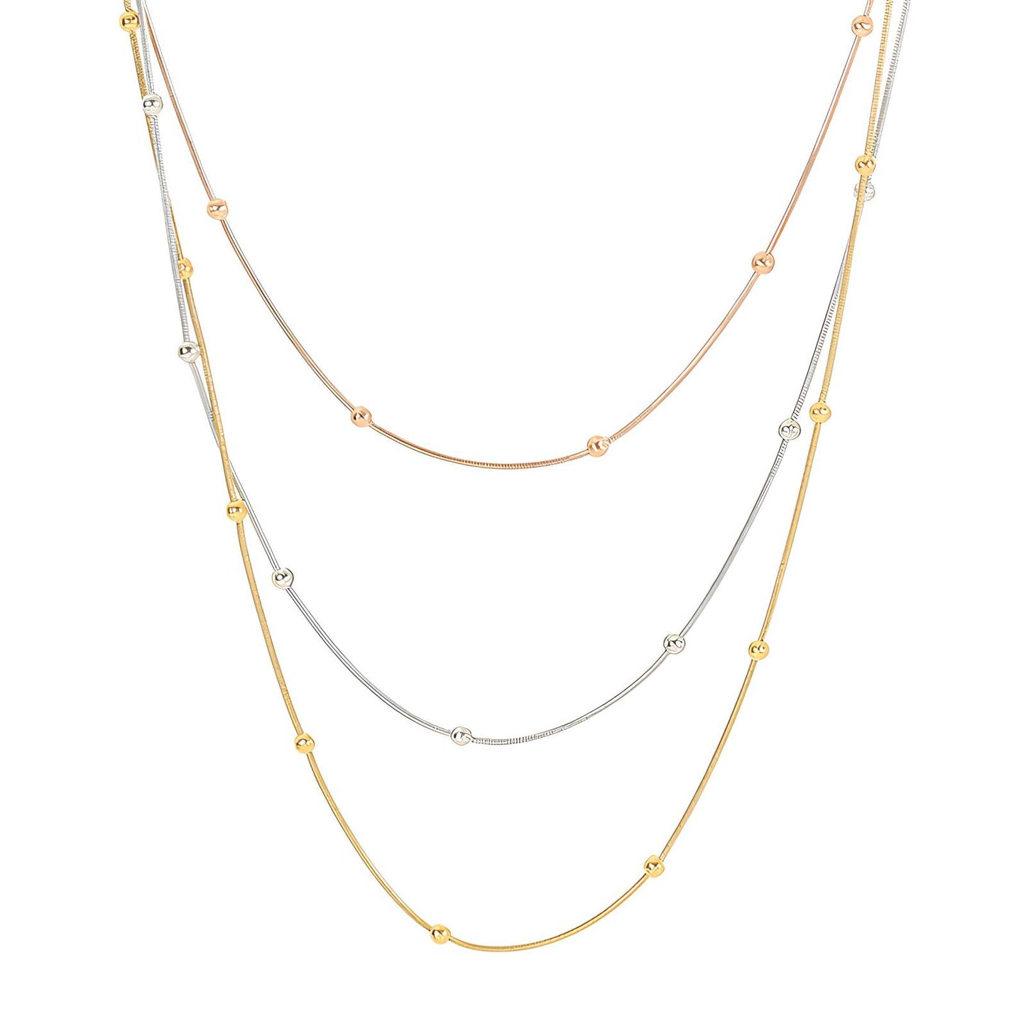 Multicolor Bead Necklace 18K Gold Plated Steel