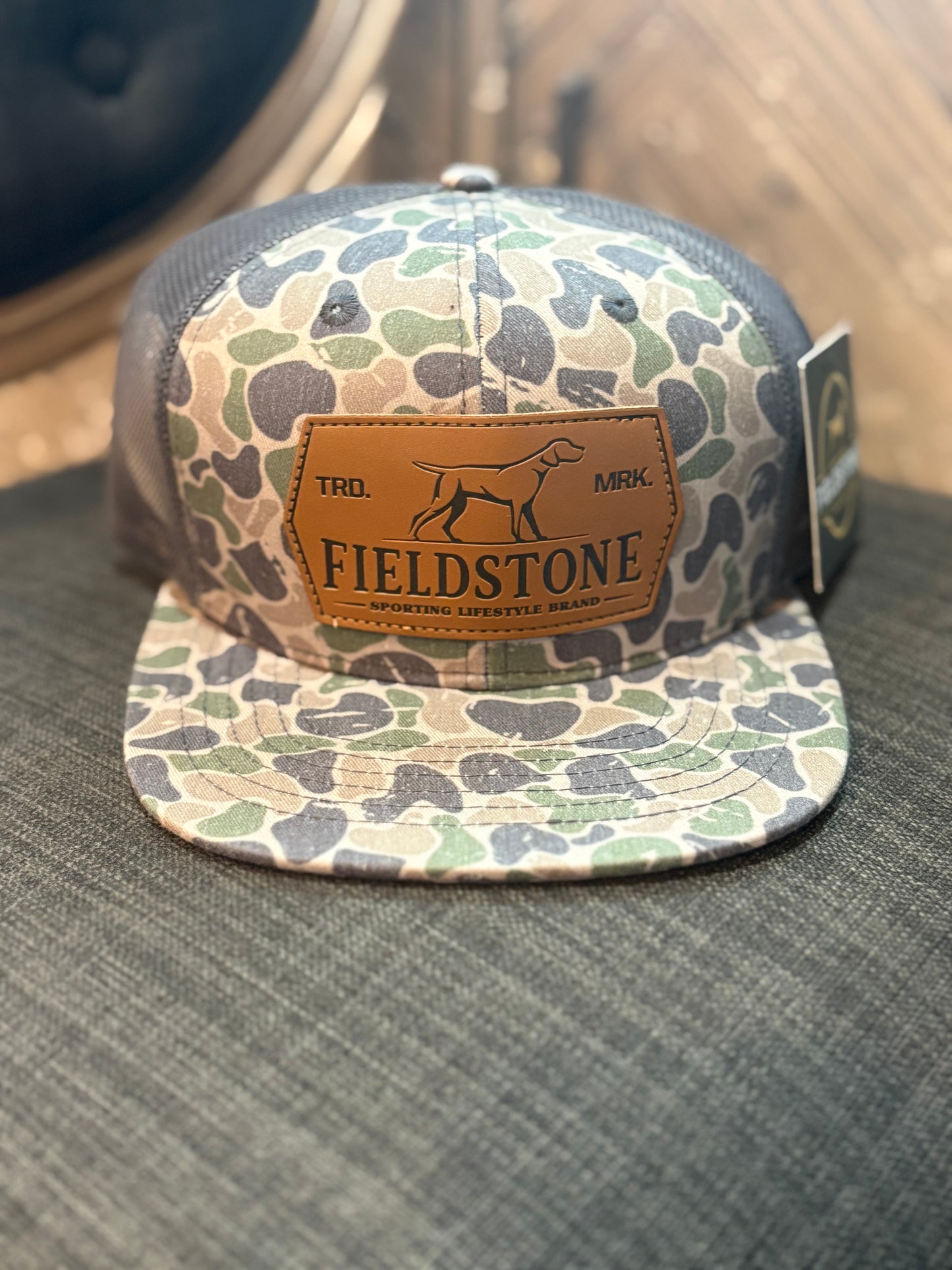 Backwoods Camo Leather Hat