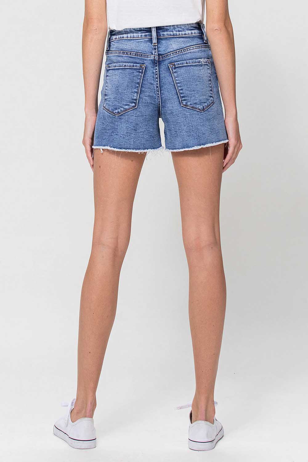 High Rise Stretch Denim Shorts