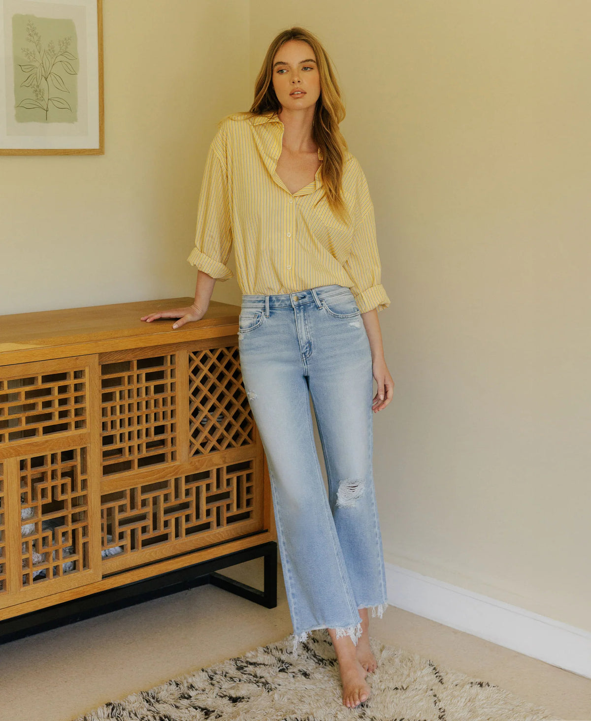 Ezra High Rise Slim Wide Jeans