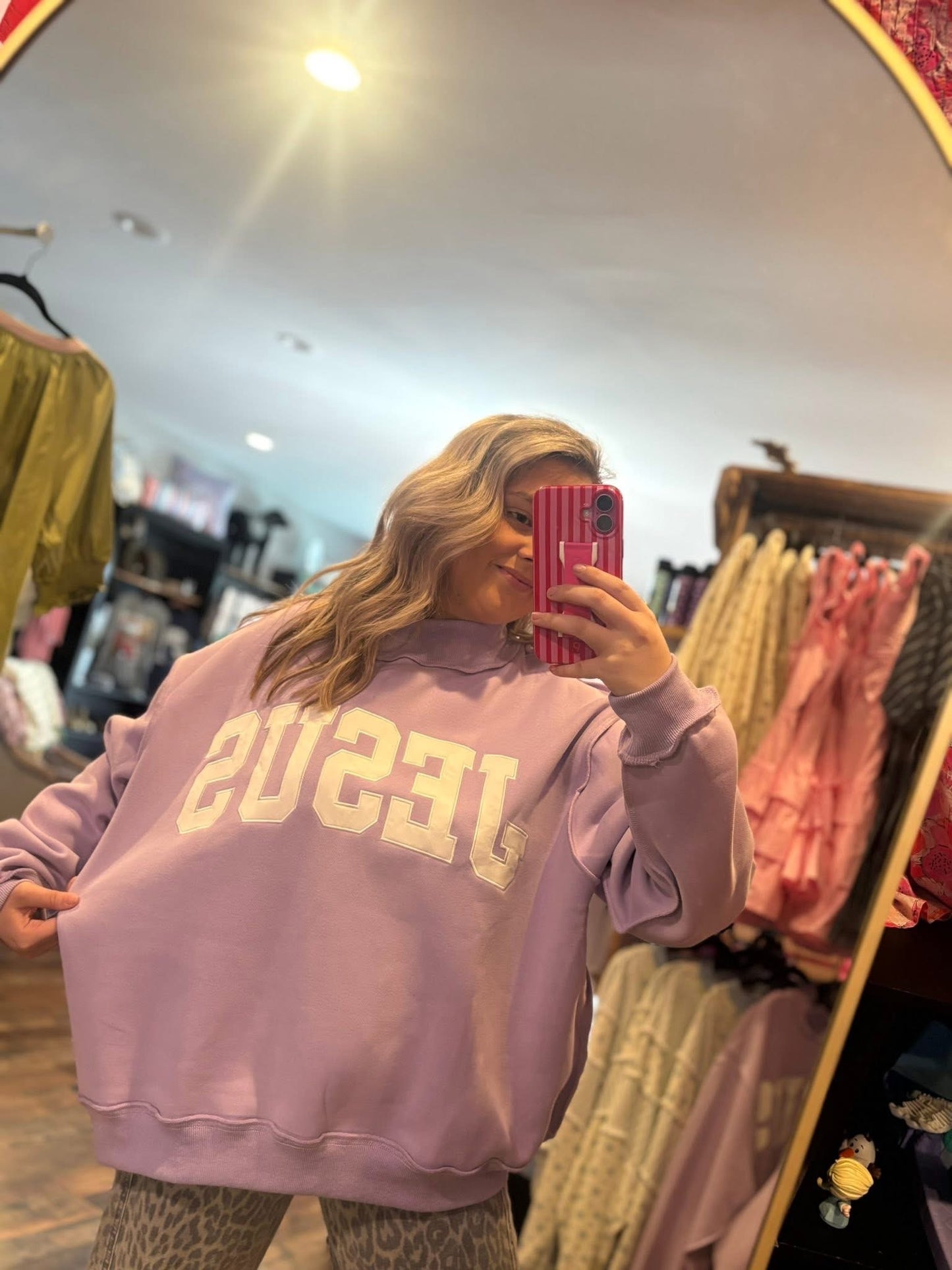 Jesus Purple Mockneck Sweatshirt