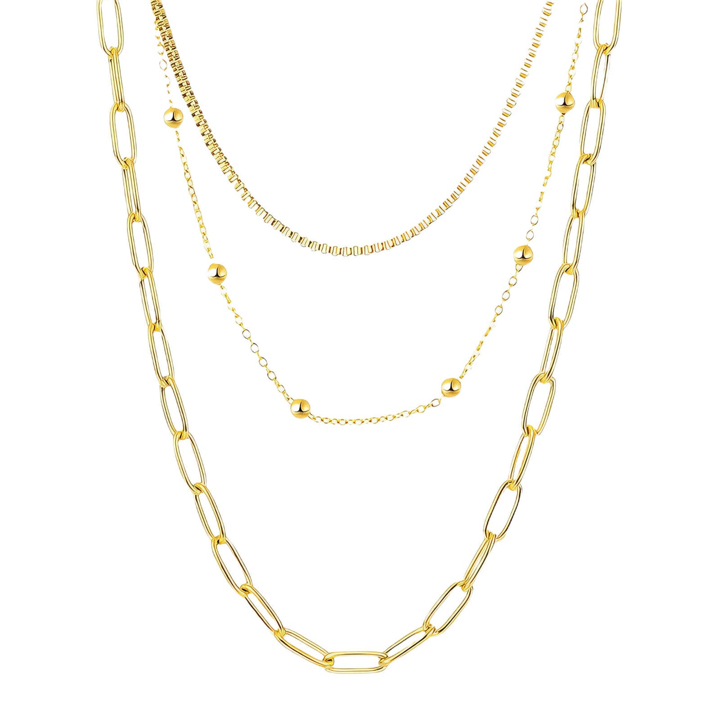Triple Stack Poppy Necklace 18K Gold Plated Steel