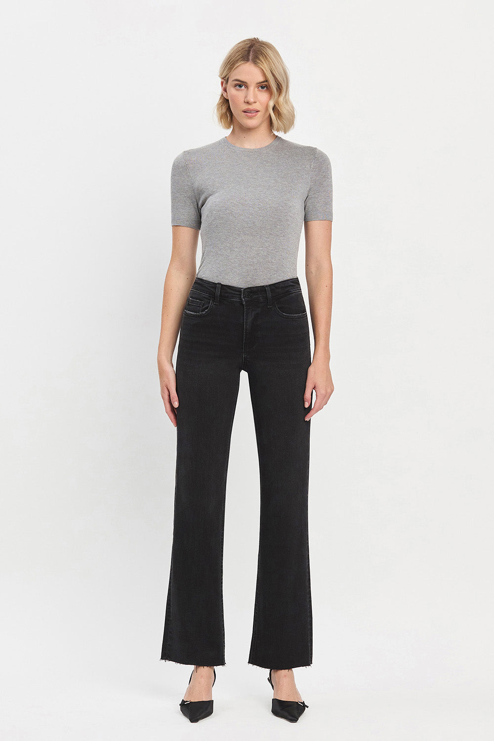 High Rise Slim Wide Jeans
