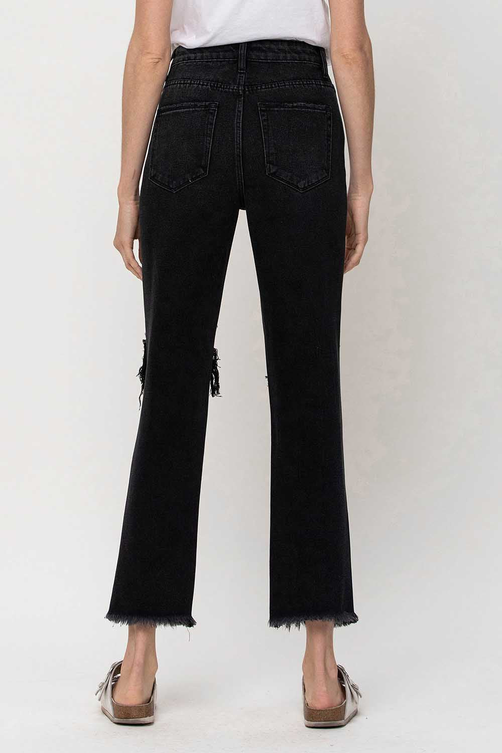 Super High Rise Distressed Straight Jeans