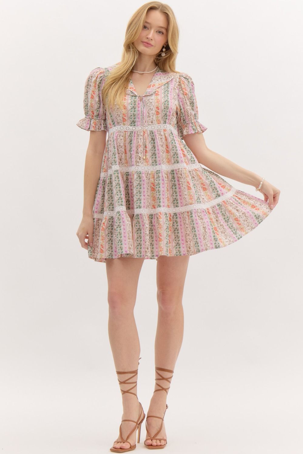 Shirring Strap Mini Dress