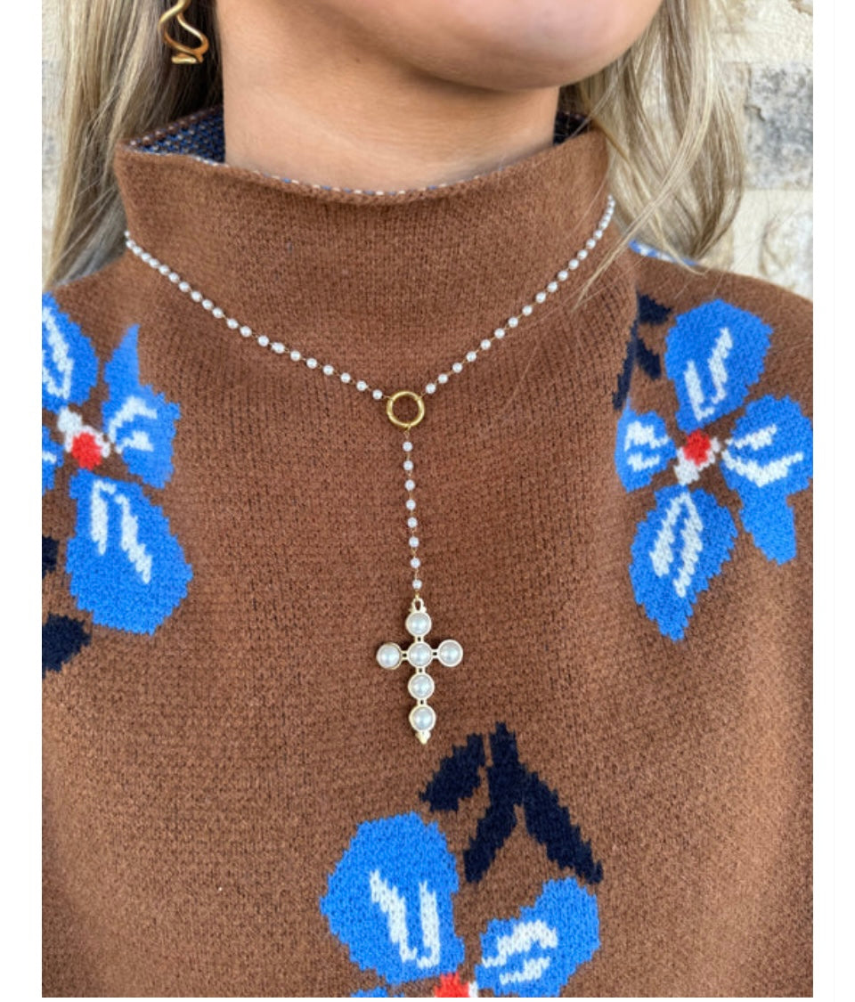 Pearl Chain with Hanging Cross