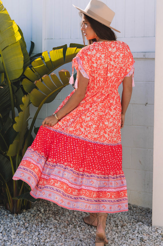 Red Floral Maxi Dress