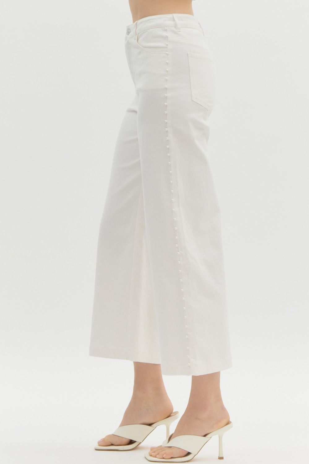 White Pearl Wide Leg Jeans