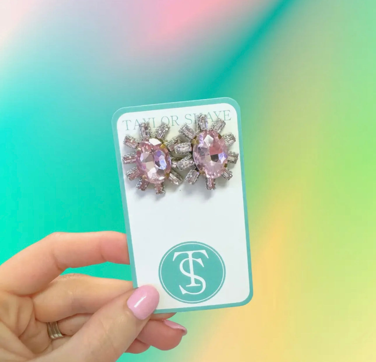 Crystal Oval Stud