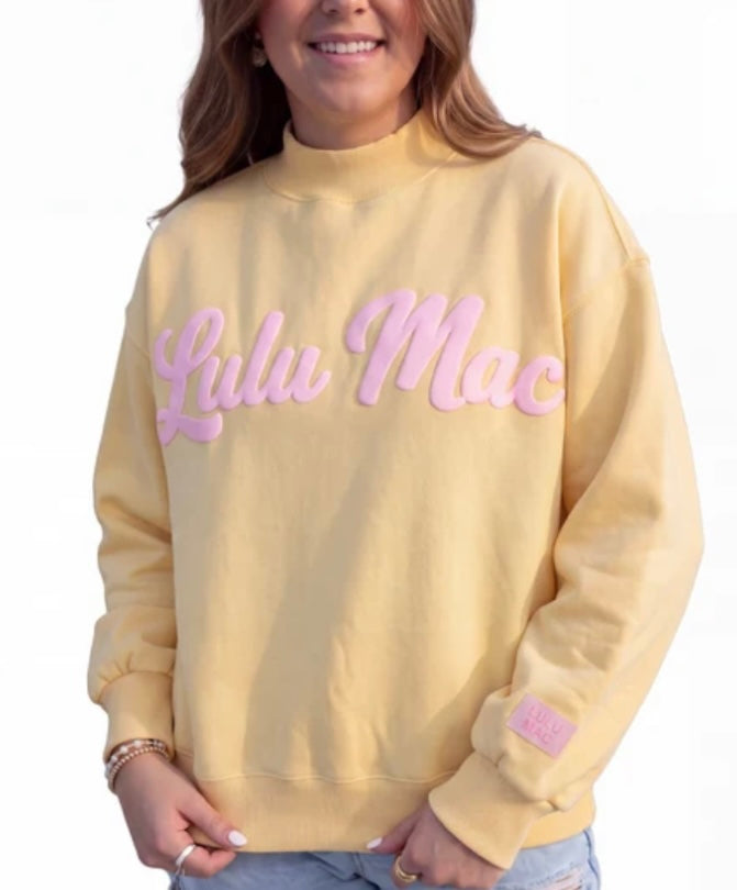 Lulu Mac Butter Yellow/Pink Mockneck Sweatshirt