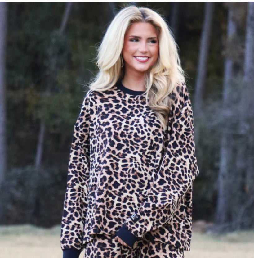 LuluMac leopard waffle top