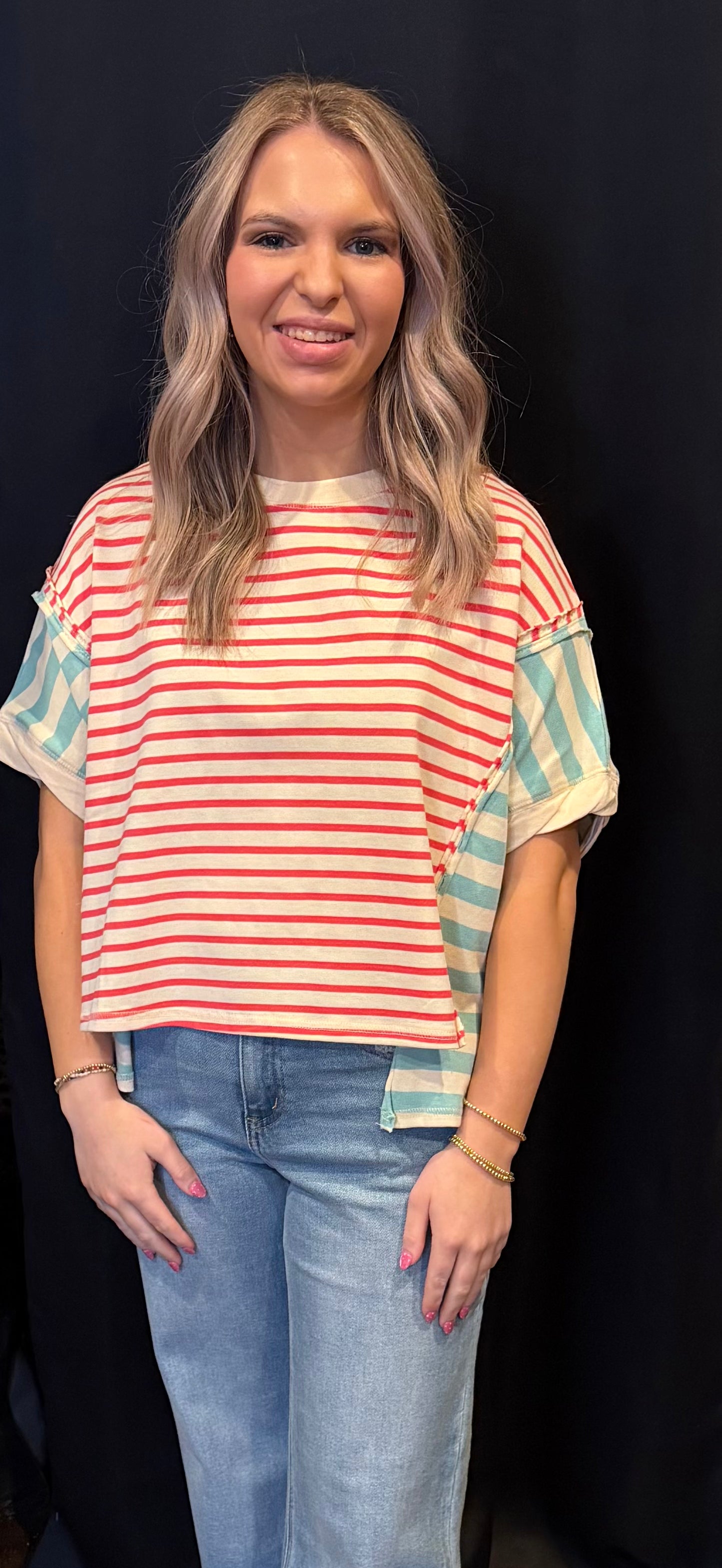 Mint to be stripe top