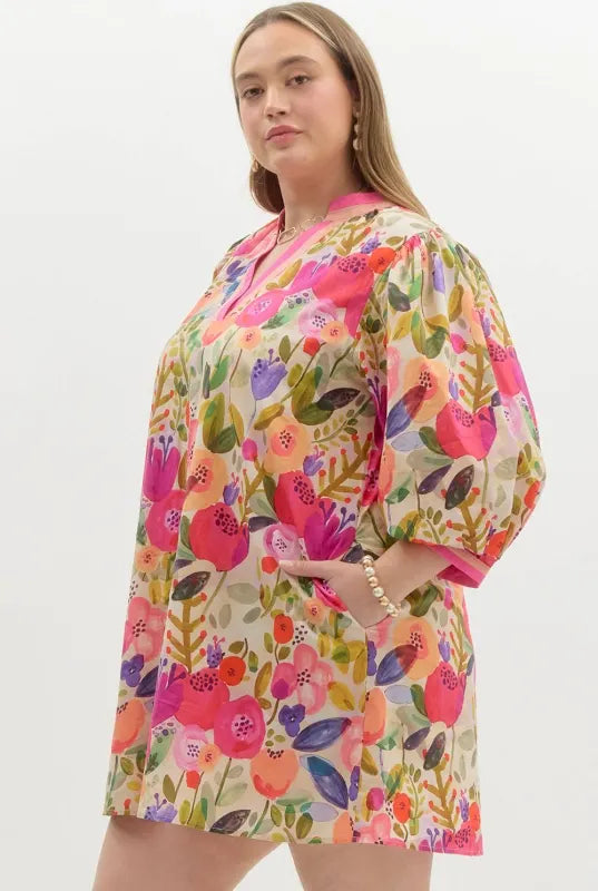 Berry 3/4 Sleeve Dress