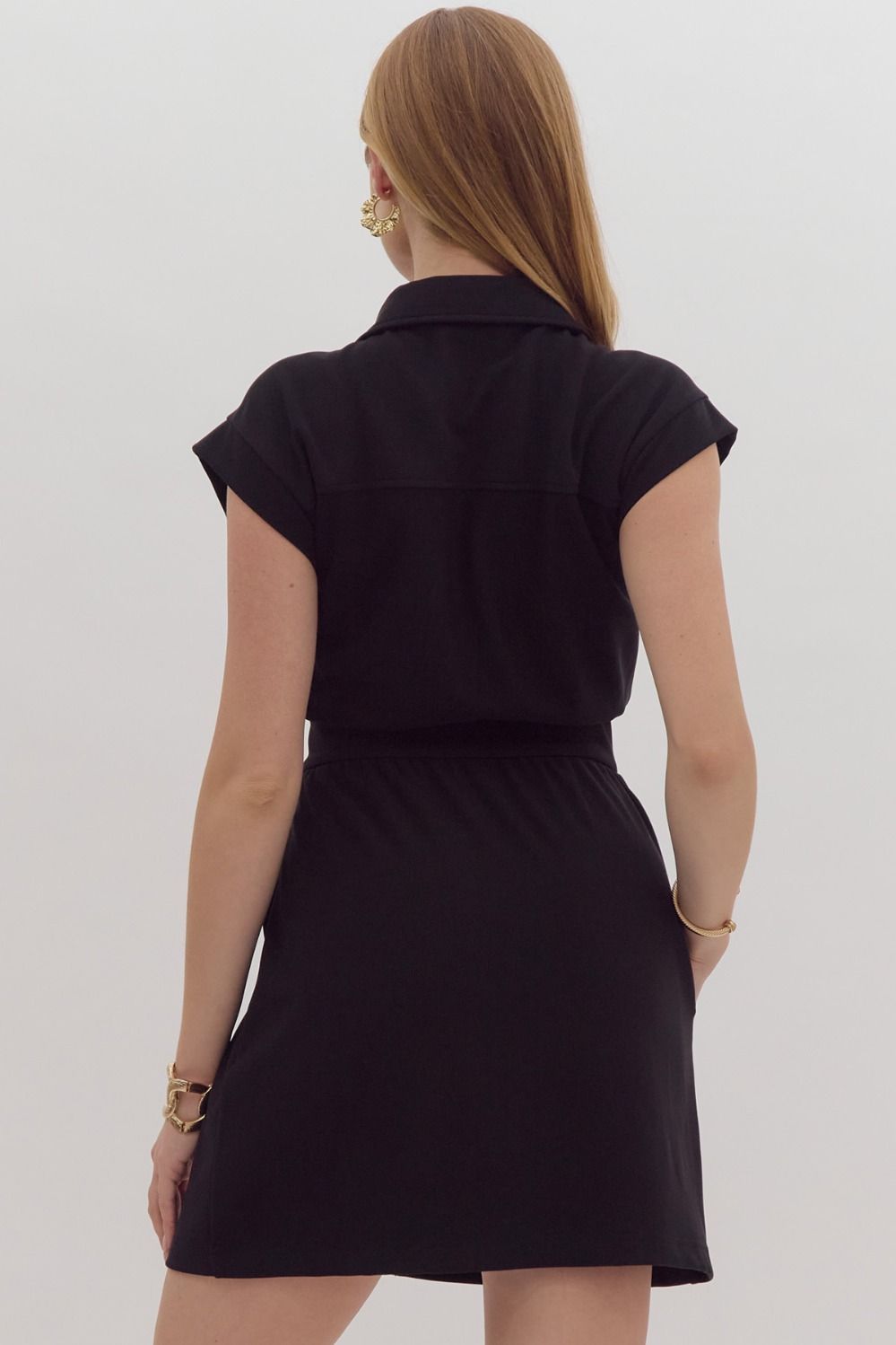 Let It Go Textured Casual Black Dress