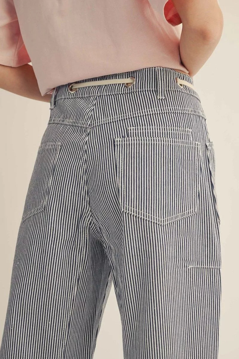 Black & White Striped Linen Pants