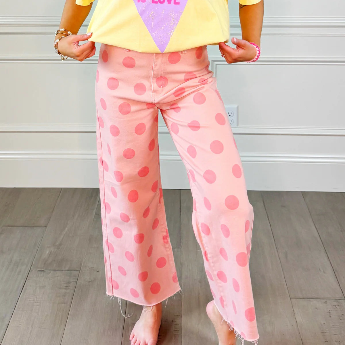 Blush Denim Polka Dot Pants
