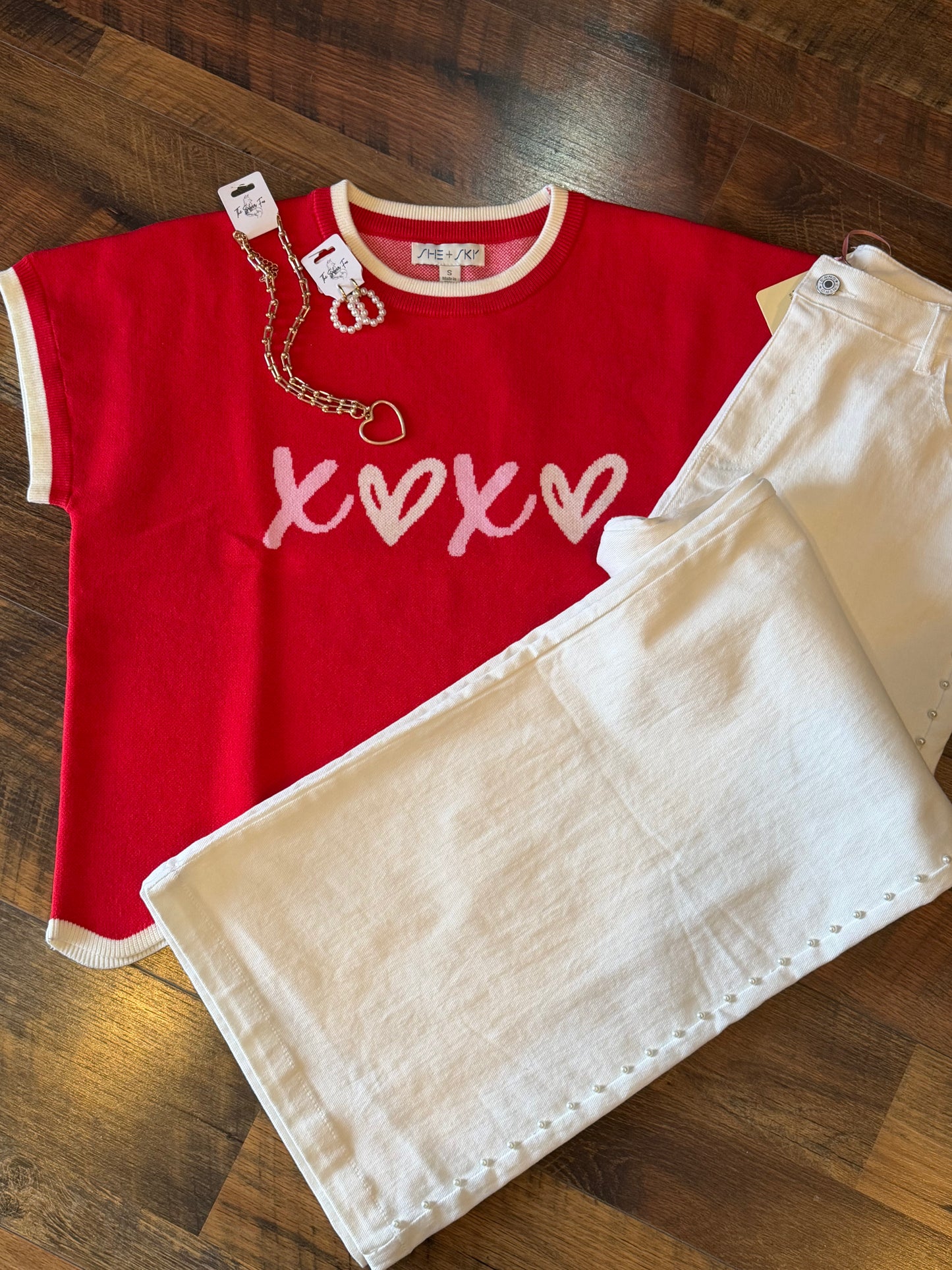 XOXO scalloped sweater