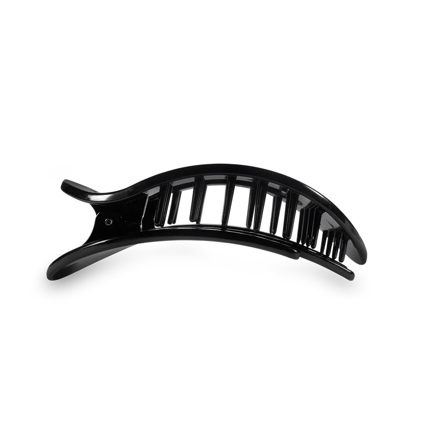 Jet Black Small Flat Round Hair Clip
