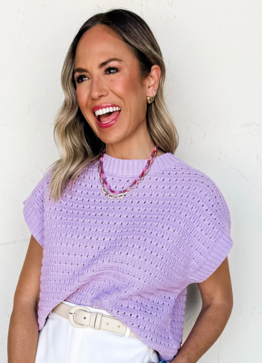 LAVENDULA POINTELLE KNIT TOP