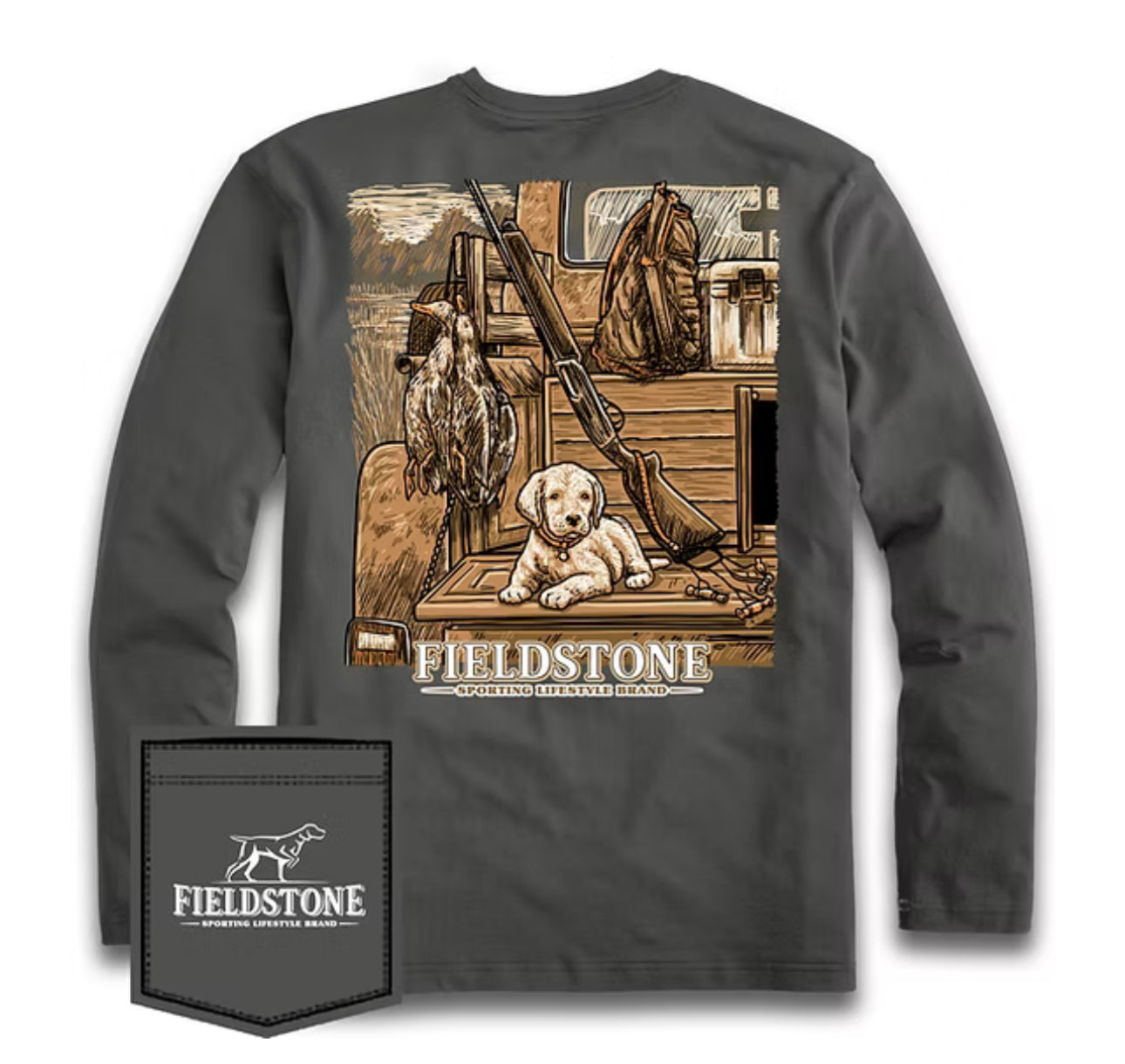 Fieldstone puppy in truck LS