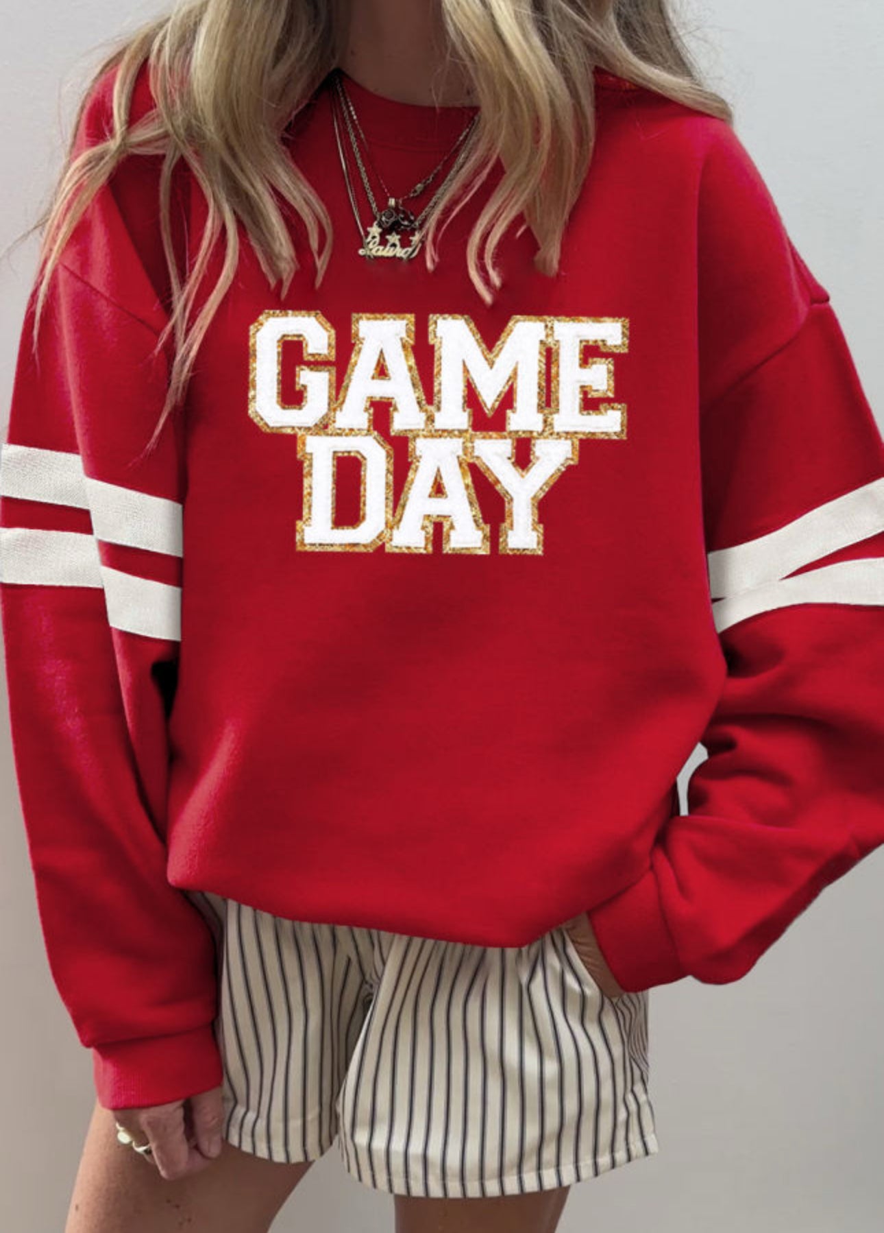 Red glitter game day sweatshirt