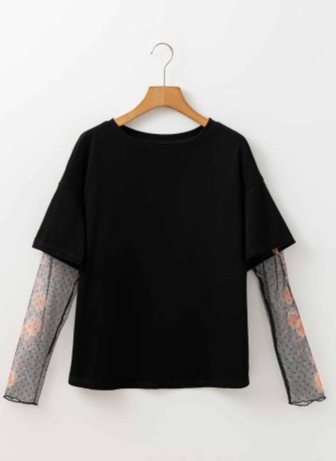 FAUX 2 PIECE FLORAL LONG SLEEVE