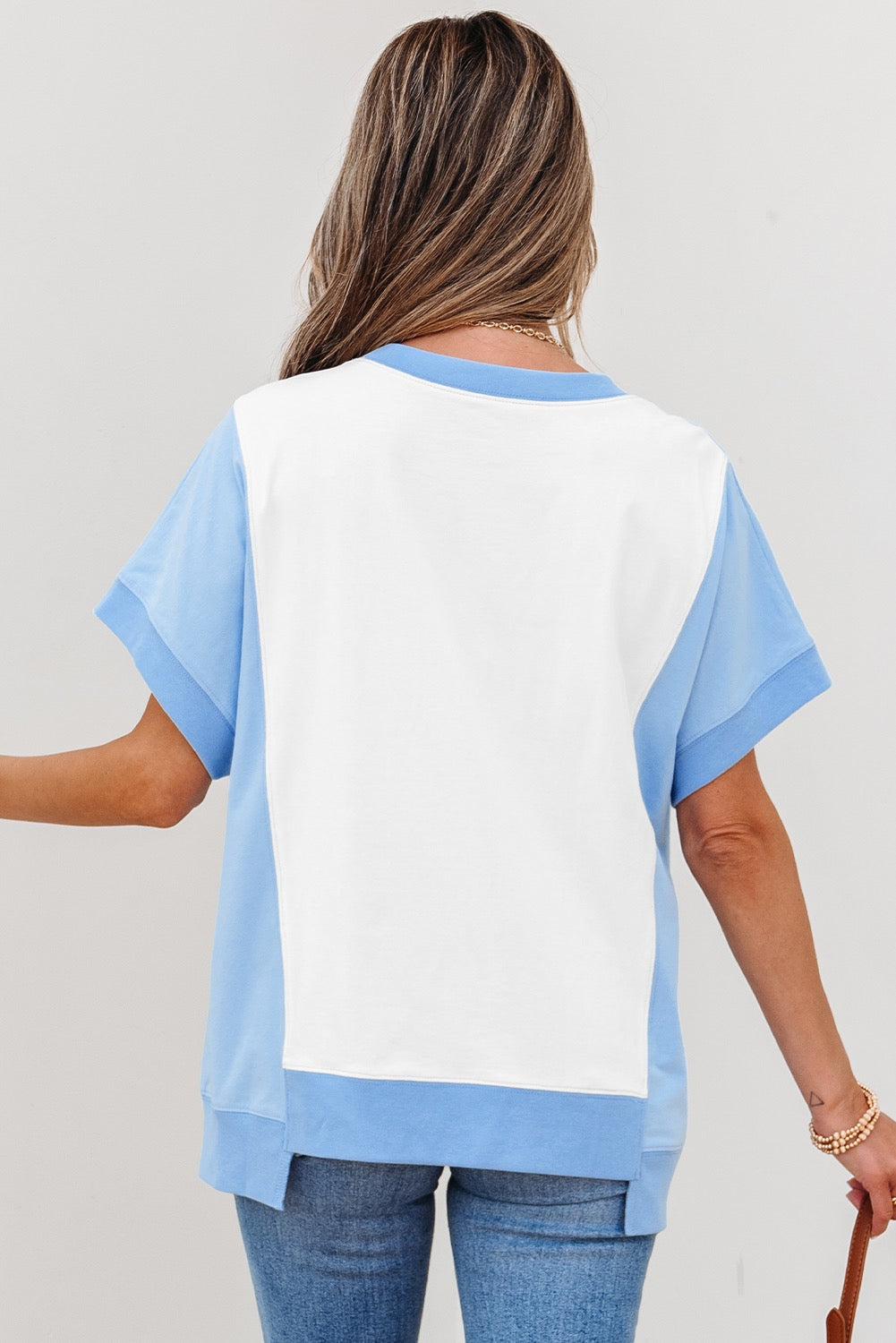 Sky Blue Exposed Seam T Shirt