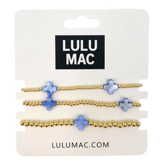 Blue Cross Bracelet Set