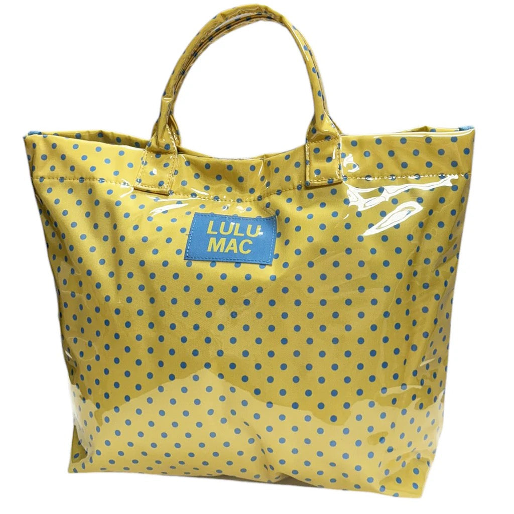 Yellow and Blue Polka Dot Tote Bag