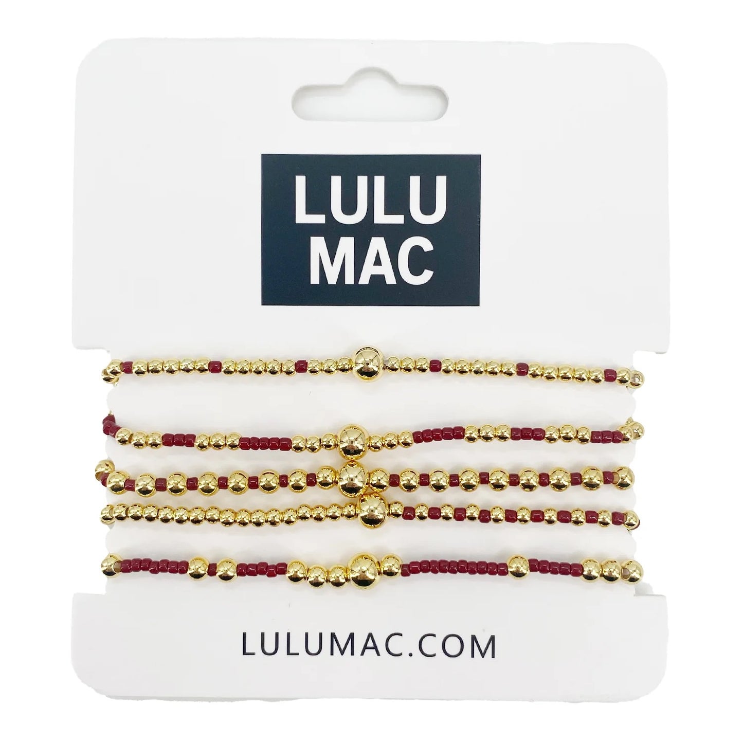 lulumac maroon and gold braclet set