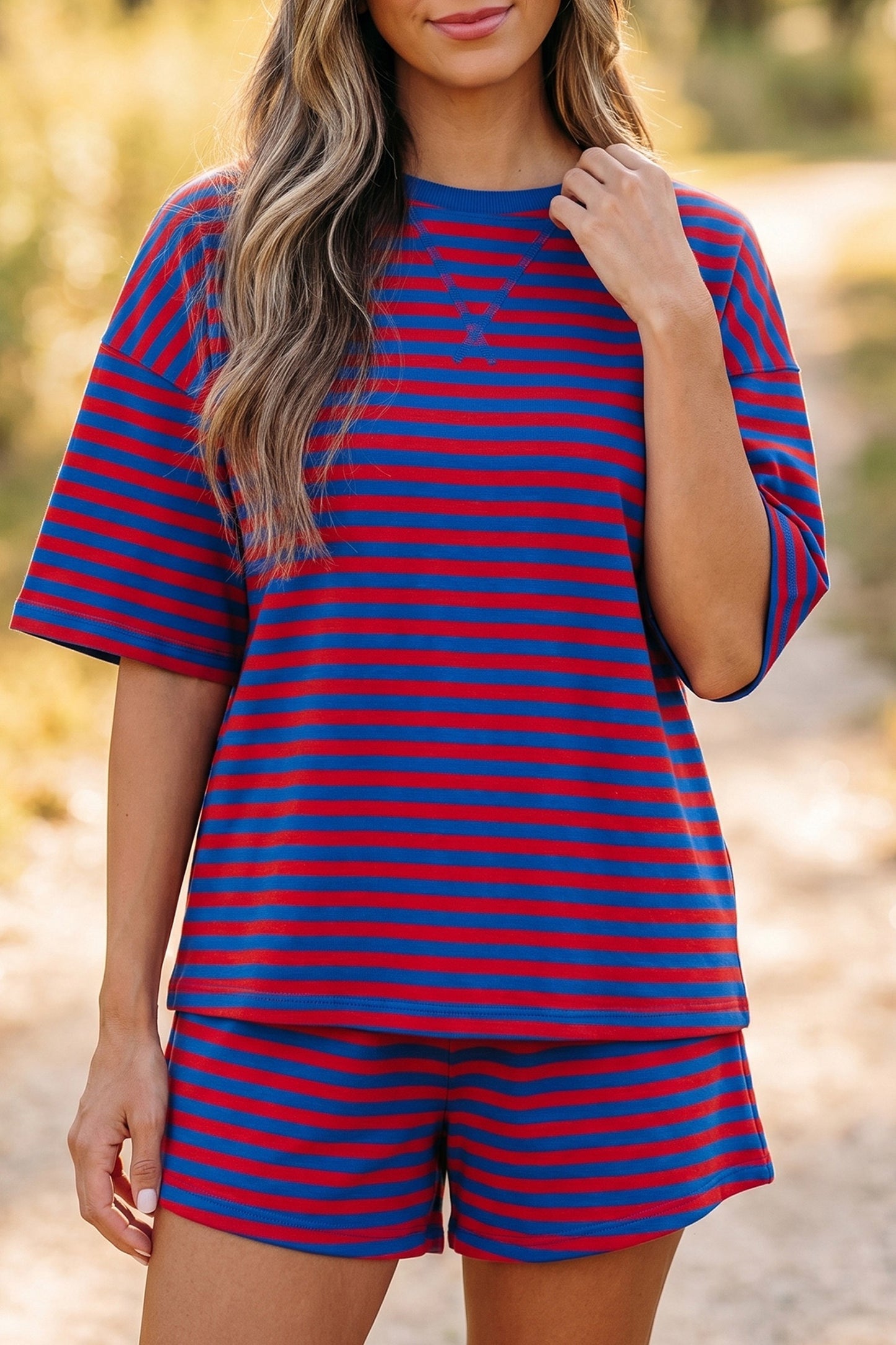 Navy/Red Striped Set