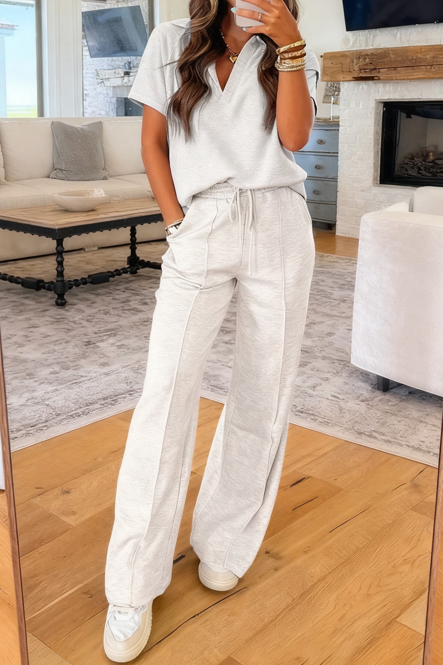 Plus Size Drawstring Pants Set