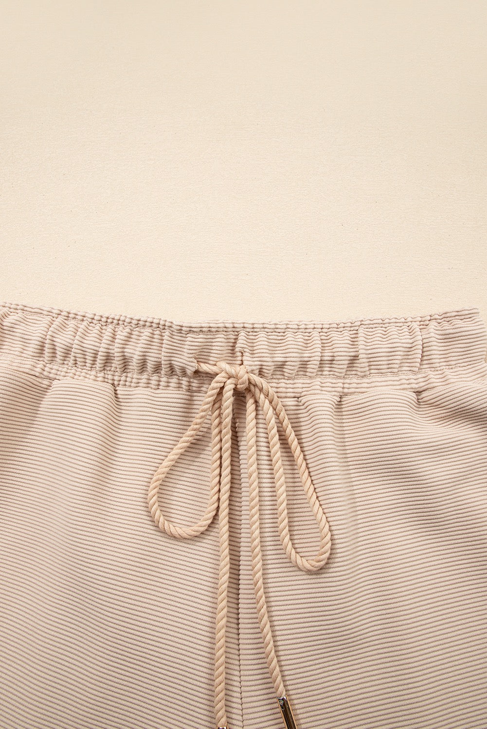 Black or Beige Textured Half Zip Kangaroo Pocket Top Drawstring Shorts Set