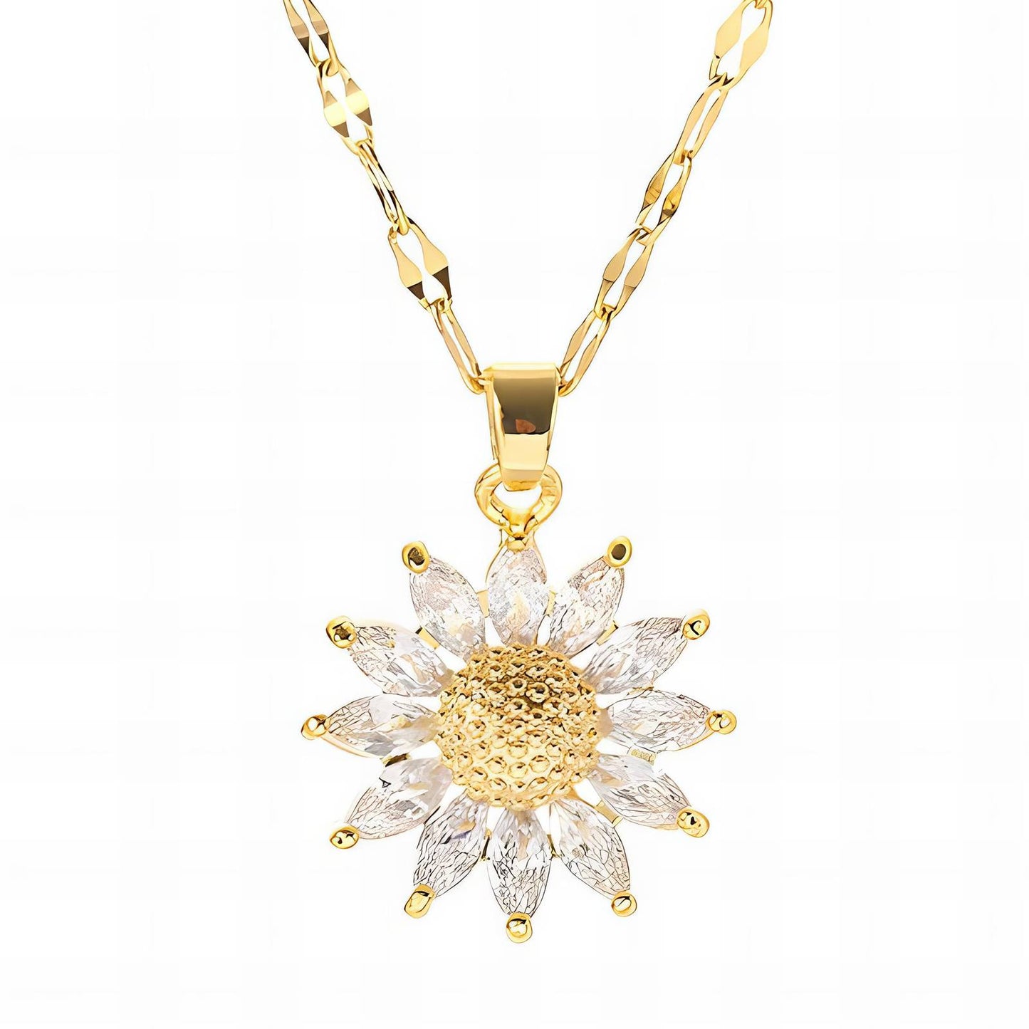 Blinged Flower Gold Plated Steel
