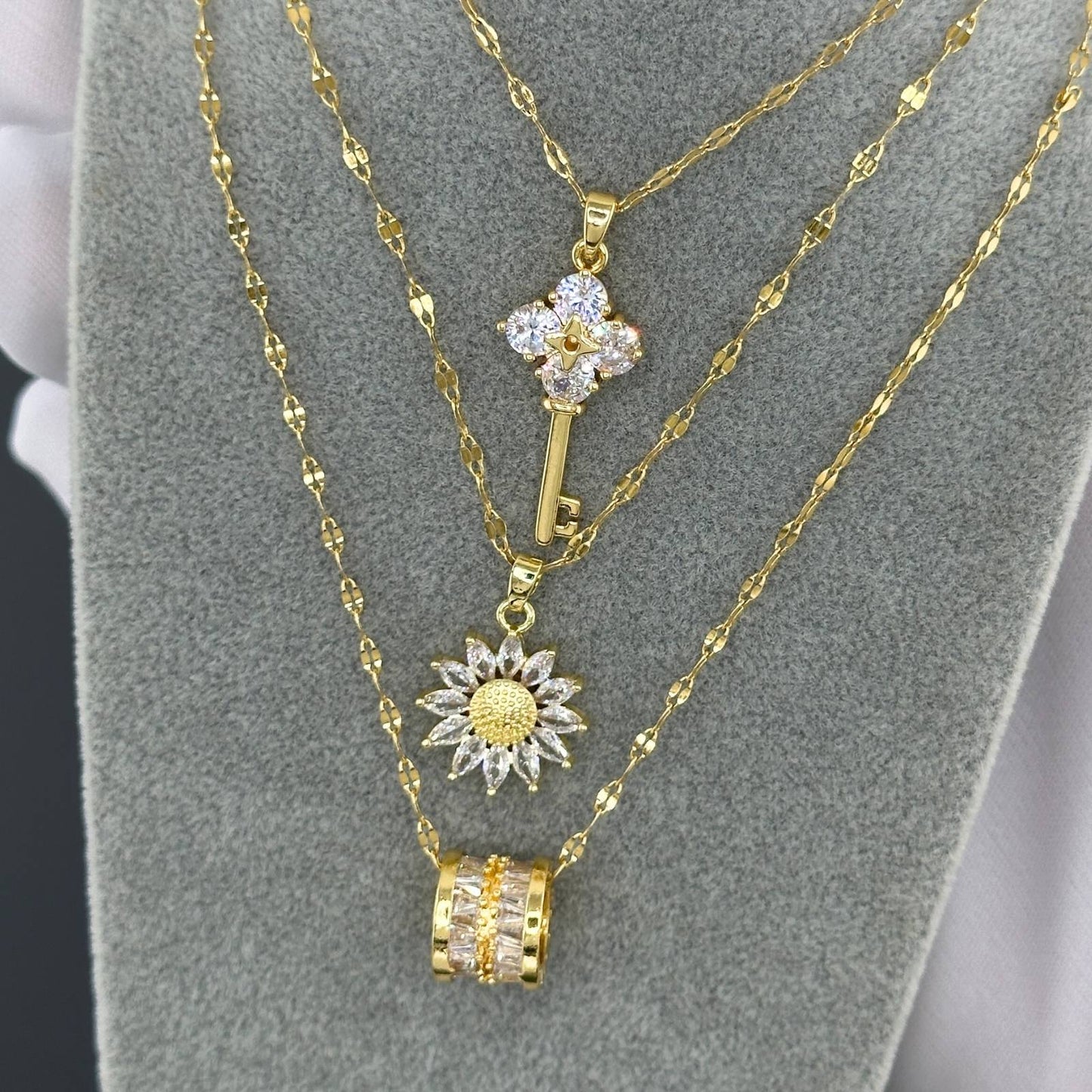 Blinged Flower Gold Plated Steel