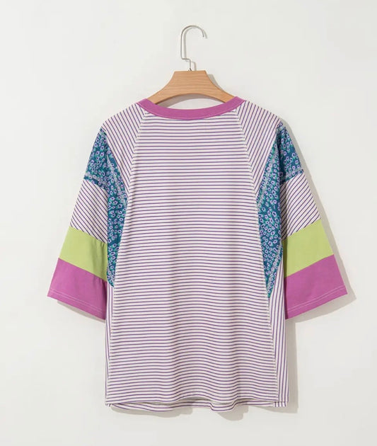 Floral Color block patchwork top