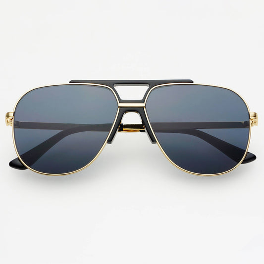 Logan ( NEW ) Acetate Aviator Unisex Sunglasses: Black / Gray