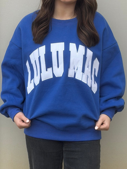 LuluMac Royal Blue/white Sweatshirt w/ stitch