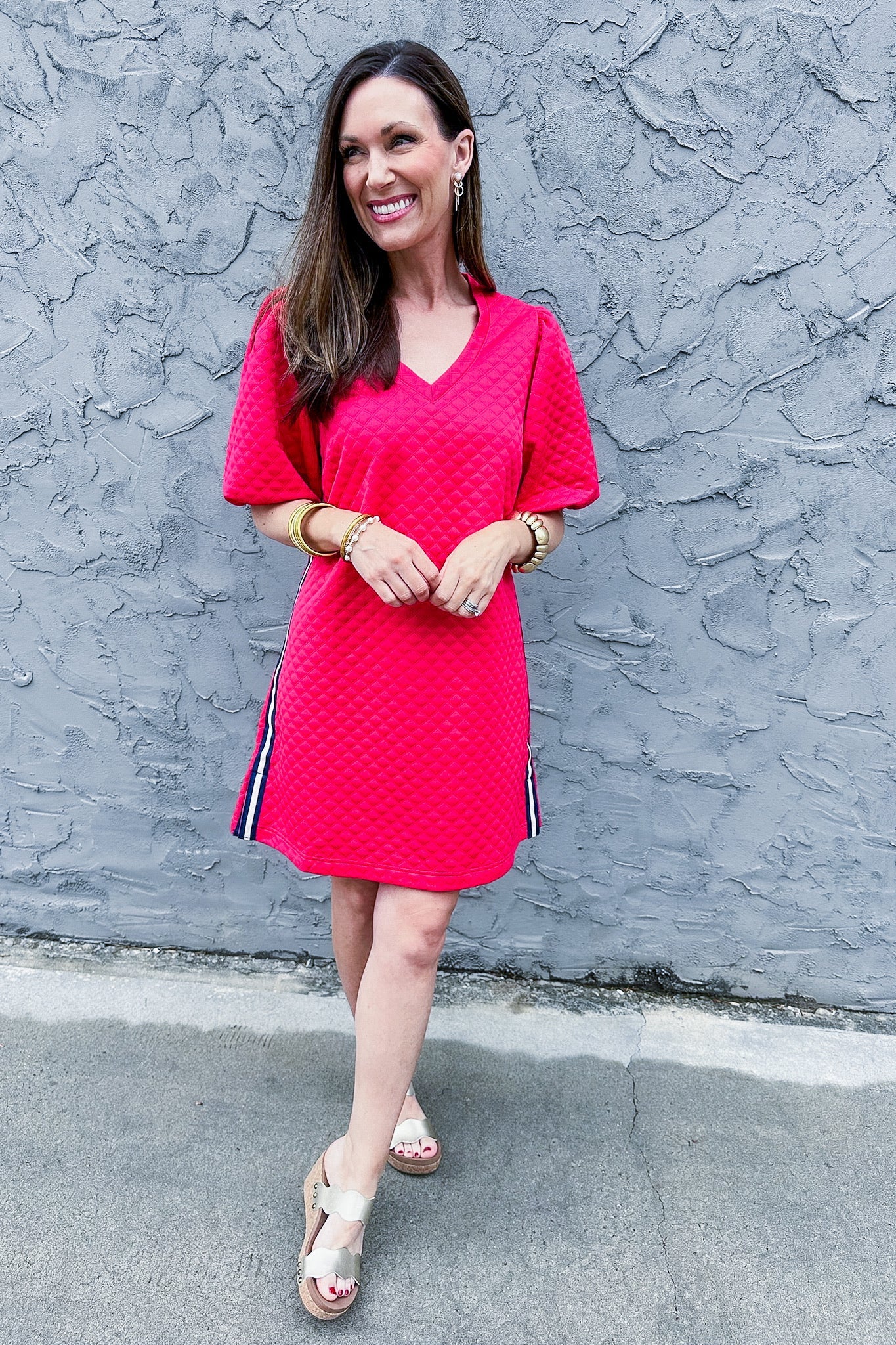 Mary Square Stacy Pink/Red Dress