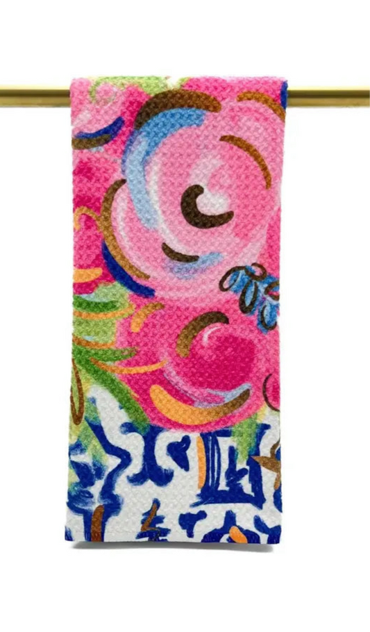 Jewel Chinoiserie Blooms Kitchen Towel