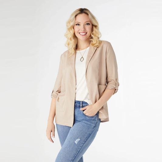 Indra Lightweight Open Blazer Khaki